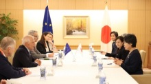 Treffen der Außenminister von Japan und der EU in Tokio. Foto: epa/Rodrigo Reyes Marin / Pool