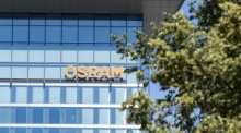 das Logo des deutschen Lichtherstellers OSRAM GmbH am Hauptsitz des Unternehmens in München. Foto: epa/Lukas Barth-tuttas