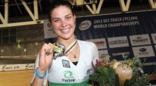 Melissa Hoskins, auf dem Foto Silbermedaillengewinnerin im Scratch-Rennen der Frauen bei den UCI Bahnrad-Weltmeisterschaften 2012 in Melbourne, verstarb tragisch am 31. Dezember durch einen Autounfall. Archivfoto: EPA/DAVE HUNT AUSTRALIA AND NEW ZEALAND O