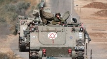 Israelische Streitkräfte in der Nähe der Grenze zwischen Israel und Libanon. Foto: epa/Atef Safadi