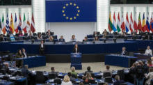 Plenarsitzung im Europäischen Parlament in Straßburg. Foto: epa/Christophe Petit Tesson