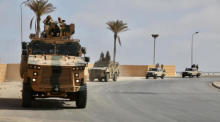 Kämpfer, die dem libyschen Ministerpräsidenten Abdulhamid Dbeibah in Tripolis treu sind, in Tripolis. FOto: epa/ STR