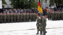 Einweihung der 45. deutschen Panzerbrigade in Litauen. Foto: epa/Toms Kalnins