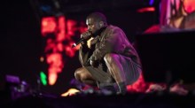 Der amerikanische Rapper Kanye West in Indio bei Palm Spring. Foto: epa/Etienne Laurent