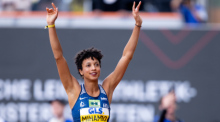 Malaika Mihambo sichert sich im Weitsprung-Finale der Deutschen Meisterschaft in Dresden den Titel. Foto: dpa/Sven Hoppe