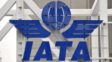 Logo der International Air Transport Association (IATA) während eines IATA Global Media Day in Genf. Foto: epa/Martial Trezzini