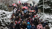 Rentner protestieren in Minsk gegen die Regierung. Foto: epa/Str
