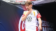 WM 2026, Nationalmannschaft Deutschland, vor dem WM-Testspiel gegen die USA, Vorbereitung Chicago, Lennart Karl vor dem Training. Foto: Federico Gambarini/dpa