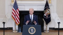 Im Speisesaal des Weißen Hauses in Washington verkündet Joe Biden einen Vorschlag für einen Waffenstillstand zwischen Israel und der Hamas. Foto: epa/Michael Reynolds
