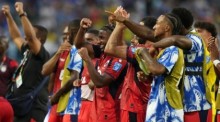 Die Spieler von Kap Verde feiern nach dem Spiel. Foto: Lynne Sladky/Ap/dpa