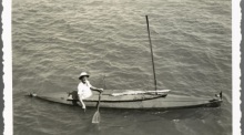 Der deutsche Rekordpaddler Oskar Speck in einem undatierten Foto an der Küste Timors. Foto: -/Australian National Maritime Museum Collection Gift From John Ferguson/dpa