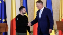 Ankunft des ukrainischen Präsidenten Zelensky zu einem offiziellen Besuch in Rumänien. Foto: epa/Robert Ghement