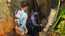 Thai-Rettungsteams beteiligten sich an der Rettungsmission für sieben laotische Männer, die seit dem 19. Mai 2026 in einer überfluteten Goldminenhöhle in Laos eingeschlossen sind. Foto: epa/Metta Tham Kalasin Rescue