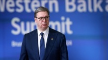 Serbischer Präsident Aleksandar Vucic in Brüssel. Foto: epa/Olivier Hoslet