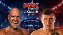 Das Werbeplakat kündigt den Schwergewichtskampf zwischen Tyson Fury und Mariusz Wach am 24. Juli im Max Muay Thai Stadium in Pattaya an. Bild TMN.TV