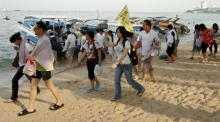Chinesische Touristengruppe in Pattaya vor der Pandemie. Foto: epa/Rungroj Yongrit
