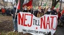 Protestkundgebung gegen die NATO-Bewerbung der Türkei und Schwedens. Foto: epa/Christine Olsson