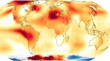 Dieses von der US-Raumfahrtbehörde Nasa zur Verfügung gestellte Foto zeigt eine Weltkarte mit den globalen Temperaturanomalien für Juli 2023. Foto: Nasa/dpa