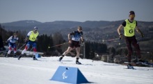 Leonie Maria Walter GER tritt zusammen mit ihrem Begleiter Christian Krasmann GER im Para-Biathlon der Frauen mit Sehbehinderung im Langlaufstadion von Tesero während der Paralympischen Winterspiele Milano Cor... Foto: epa/Thien-an Truong Für Ois