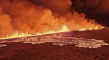 Islands Zivilschutz zeigt einen Vulkanausbruch nördlich von Grindavik. Foto: epa/Isländischer Zivilschutz