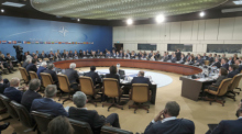 NATO-Sitzung des Nordatlantikrates im Hauptquartier in Brüssel. Foto: epa/Olivier Hoslet