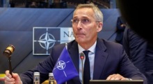 NATO-Generalsekretär Jens Stoltenberg eröffnet offiziell einen zweitägigen Außenministerrat im Hauptquartier der Allianz in Brüssel. Foto: epa/Olivier Matthys