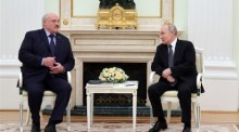 Der russische Präsident Wladimir Putin trifft den belarussischen Präsidenten Alexander Lukaschenko. Foto: epa/Mikhael Klimentyev/sputnik/kremlin Pool