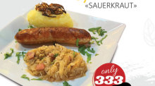 Das beliebte Bratwurst- und Sauerkraut-Menü ist wieder im The Bikers Café Thailand erhältlich. Foto: The Bikers Café Thailand