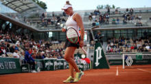 Die deutsche Spielerin Nastasja Mariana Schunk bei ihrem Erstrundenmatch. Foto: epa/Martin Divisek