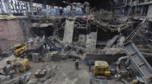 Besichtigung der durch russischen Beschuss beschädigten Energieinfrastruktur in der Westukraine. Foto: epa/Igor Tkachenko