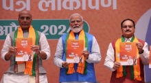 Indiens regierende Bharatiya Janata Party veröffentlicht ihr Wahlprogramm. Foto: epa/Harish Tyagi