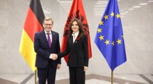 Wadephul trifft in Tirana Albaniens Außenministerin Spiropali zu Gesprächen über Zusammenarbeit und europäische Perspektiven. Foto: epa/Malton Dibra Heute