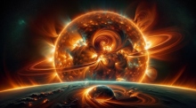 Die Darstellungen zeigen einen massiven Sonnensturm auf der Sonnenoberfläche, begleitet von einem intensiven Flare der Klasse X3.3. Die Erde bleibt von diesem kosmischen Ereignis unberührt, geschützt durch ihr Magnetfeld, das die geladenen Partikel ablenk