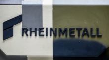 Logo der Rheinmetall AG in Unterlüß. Foto: epa/Hannibal Hanschke