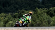 Noah Dettwiler aus der Schweiz fährt für CIP Green Power im Moto3-Qualifying beim Grand Prix von Tschechien in Brünn. Foto: epa/Filip Singer