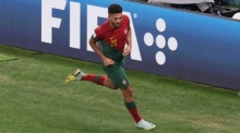 Goncalo Ramos aus Portugal feiert seinen Treffer zum 3:0 während der FIFA Fussball-Weltmeisterschaft 2022. Foto: epa/Ali Haider