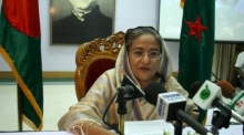 Das Gericht des Landes erlässt Haftbefehl gegen den flüchtigen ehemaligen Premierminister Sheik Hasina. Foto: epa/Abir Abdullah