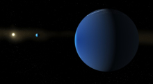 Eine NASA-Illustration zeigt den Stern TOI-791 mit zwei extrem massearmen Riesenplaneten, die ihn umkreisen. Foto: Daniel Rutter/Nasa/dpa