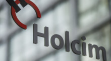 Logo des Schweizer Unternehmens Holcim an der Medienkonferenz in Zürich. Foto: epa/Ennio Leanzaennio Leanzaennio Leanza