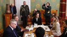 Die First Lady der Ukraine Olena Zelenska besucht Lettland. Foto: epa/Toms Kalnins