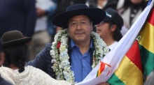 Der Präsident Boliviens Luis Arce in El Alto. Foto: epa/Luis Gandarillas