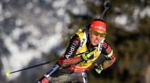 Die deutsche Biathletin Laura Dahlmeier beim WM-Sprint 2017 in Hochfilzen. Die frühere Olympiasiegerin starb 2025 bei einem Bergsteigerunfall in Pakistan. Foto: epa/Christian Bruna