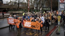 Just Stop Oil protest in London. Photo: epa/Tolga Akmen