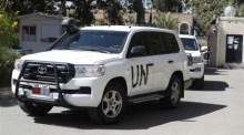 Die Fahrzeugkolonne des UN-Sondergesandten für den Jemen Hans Grundberg. Foto: epa/Yahya Arhab