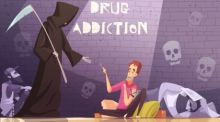 Horizontale Illustration der Drogensucht. Foto: Freepik/Macrovector