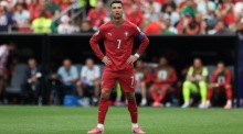 Cristiano Ronaldo reagiert nach dem WM-Gruppenspiel zwischen Portugal und der Demokratischen Republik Kongo in Houston. Foto: epa/Miguel A. Lopes