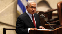 Der Vorsitzende der Opposition Benjamin Netanjahu spricht vor der Knesset in Jerusalem. Foto: epa/Atef Safadi