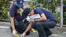 Die philippinische Polizei untersucht Bereiche im Zusammenhang mit einer Schießerei an einer Universität in Quezon City. Foto: epa/Rolex Dela Pena