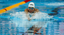 Die litauische Schwimmerin Ruta Meilutyte tritt bei den FINA-Schwimmwettbewerben im 50-m-Brustschwimmen der Frauen an. Foto: epa/Roman Pilipey
