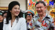 Der ehemalige Premierminister Thaksin Shinawatra beim diesjährigen Songkran-Fest in Chiang Mai. Er sendete Grüße an seine ebenfalls im Ausland lebende Schwester Yingluck. Foto: The Nation Thailand